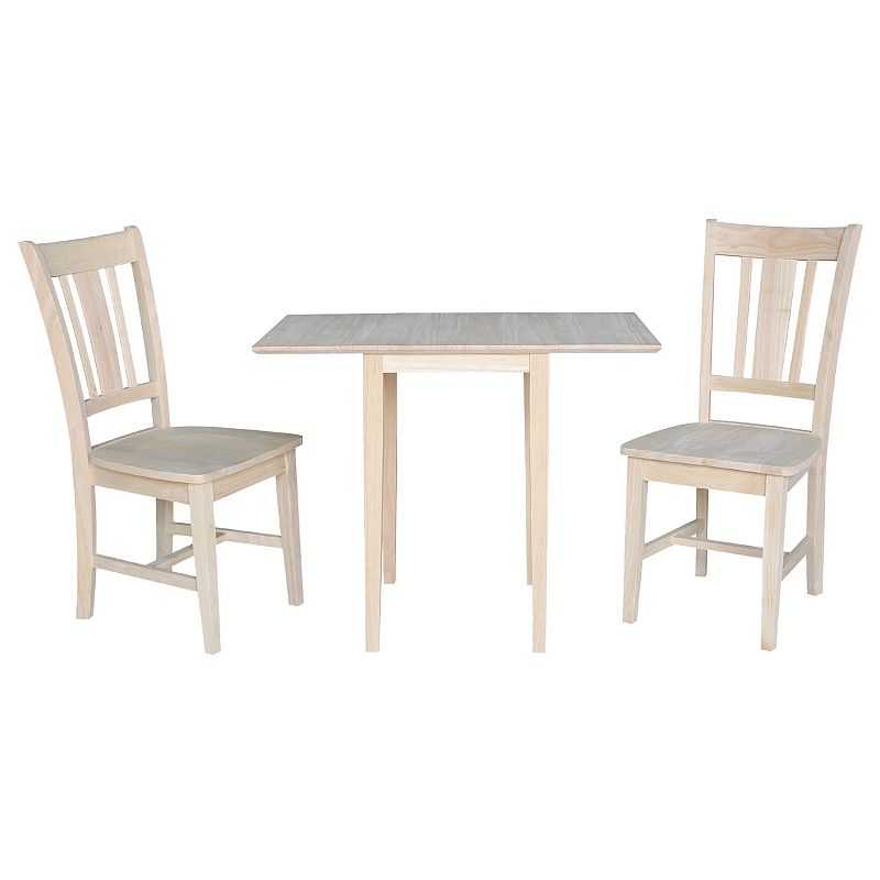 International Concepts Small Drop Leaf Dining Table & Chair 3-piece Set, Mu