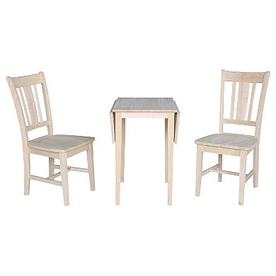 International Concepts Small Drop Leaf Dining Table & Chair 3-piece Set