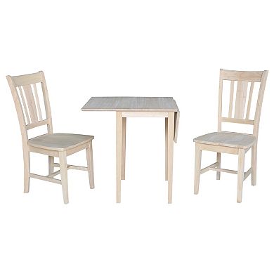 International Concepts Small Drop Leaf Dining Table & Chair 3-piece Set