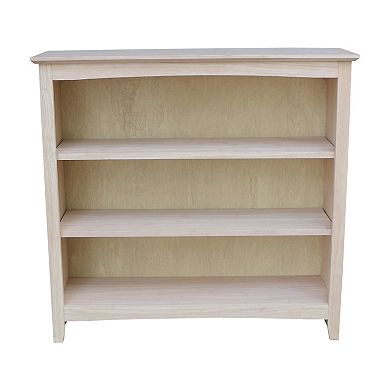 International Concepts Shaker Unfinished 3-Shelf Bookcase
