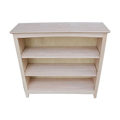 International Concepts Shaker Unfinished 3-Shelf Bookcase