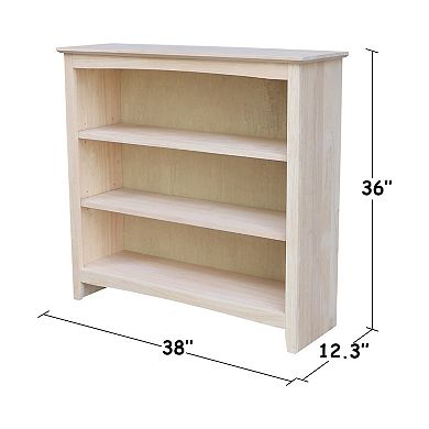 International Concepts Shaker Unfinished 3-Shelf Bookcase
