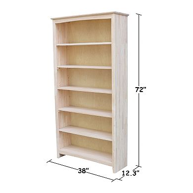 International Concepts Shaker Unfinished 6-Shelf Bookcase