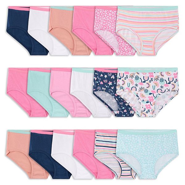 Girls Fruit of the Loom Signature 14-Pack + 4 Bonus Cotton Brief Panties