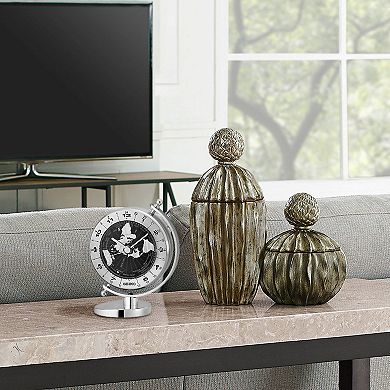 Seiko Silver Finish Globe Clock Table Decor