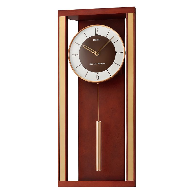 Seiko Modern Deco Pendulum Wall Clock, Brown