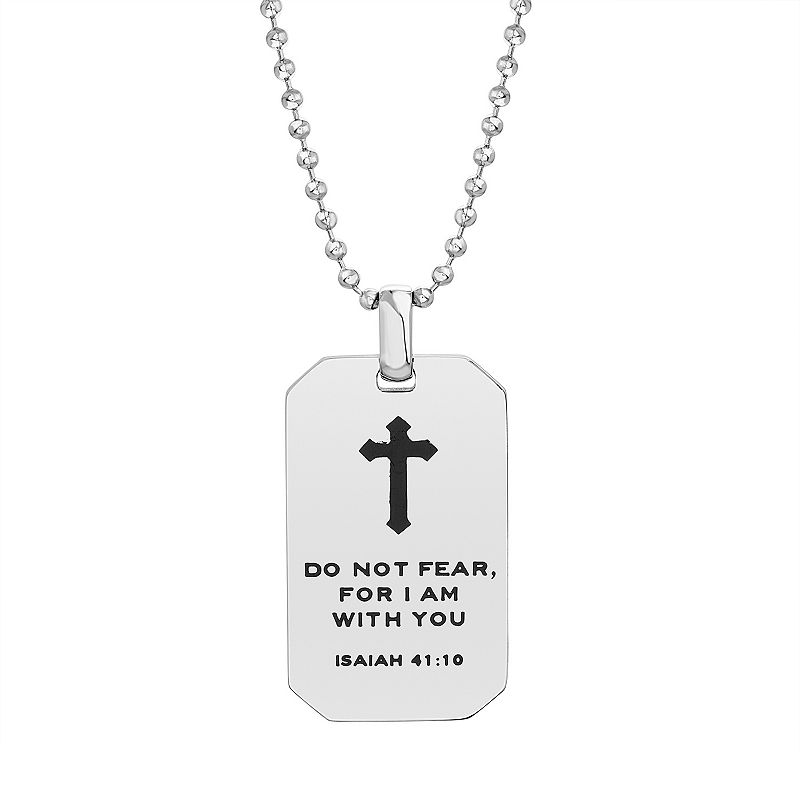 1913 Mens Stainless Steel Do Not Fear, For I Am With You Dog Tag Pend