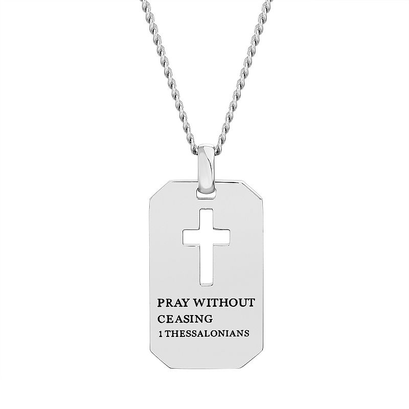 1913 Mens Stainless Steel Pray Without Ceasing Dog Tag Pendant Neckla