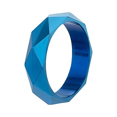 1913 Men's Blue Ion-Plated Stainless Steel Ring