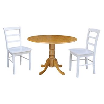 International Concepts Dual Drop Leaf Dining Table & Ladder Back Chair 3 pc Set