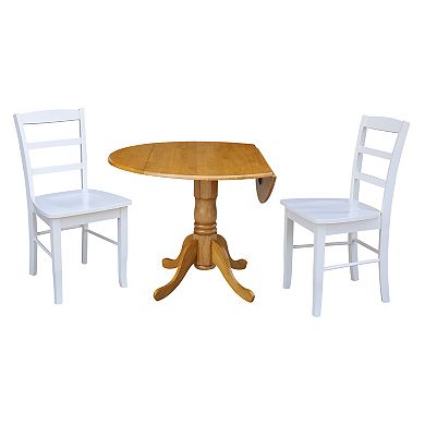 International Concepts Dual Drop Leaf Dining Table & Ladder Back Chair 3-piece Set