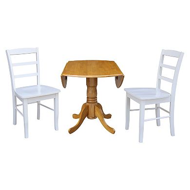International Concepts Dual Drop Leaf Dining Table & Ladder Back Chair 3-piece Set