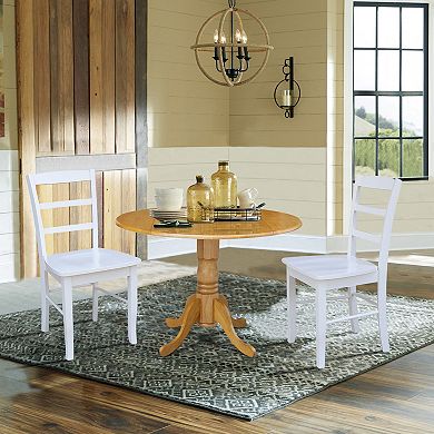 International Concepts Dual Drop Leaf Dining Table & Ladder Back Chair 3-piece Set