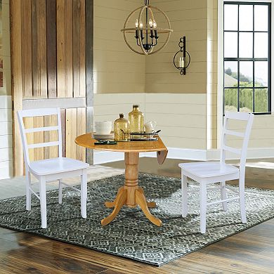 International Concepts Dual Drop Leaf Dining Table & Ladder Back Chair 3-piece Set
