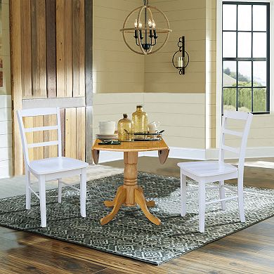 International Concepts Dual Drop Leaf Dining Table & Ladder Back Chair 3-piece Set