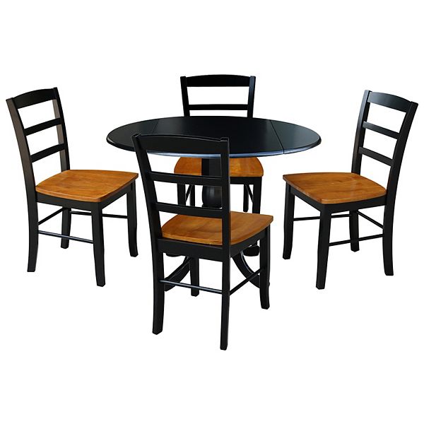 International Concepts Two Tone Drop Leaf Dining Table & Dining Chair 5-piece Set - Black Cherry