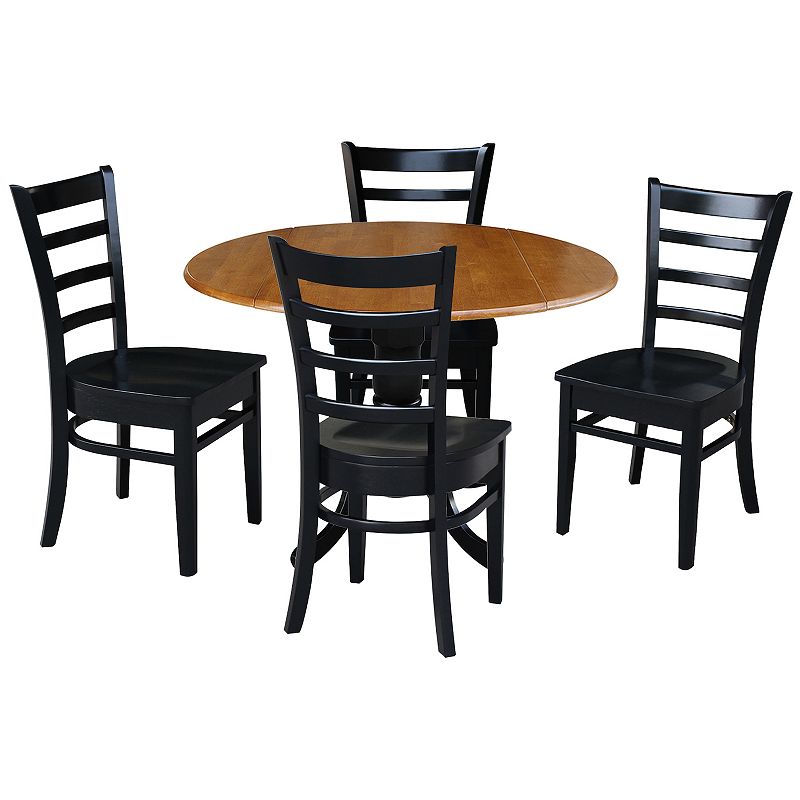 International Concepts Drop Leaf Pedestal Dining Table & Chair 5-piece Set,