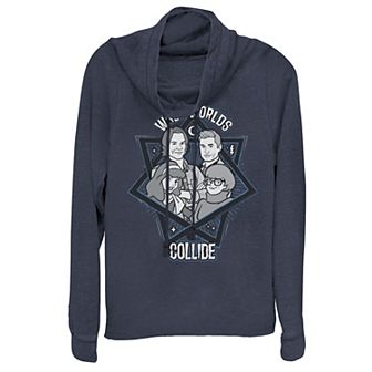 Juniors' Scooby-Doo Scoobynatural Group Shot When Worlds Collide Cowlneck Graphic Lightweight Long Sleeve