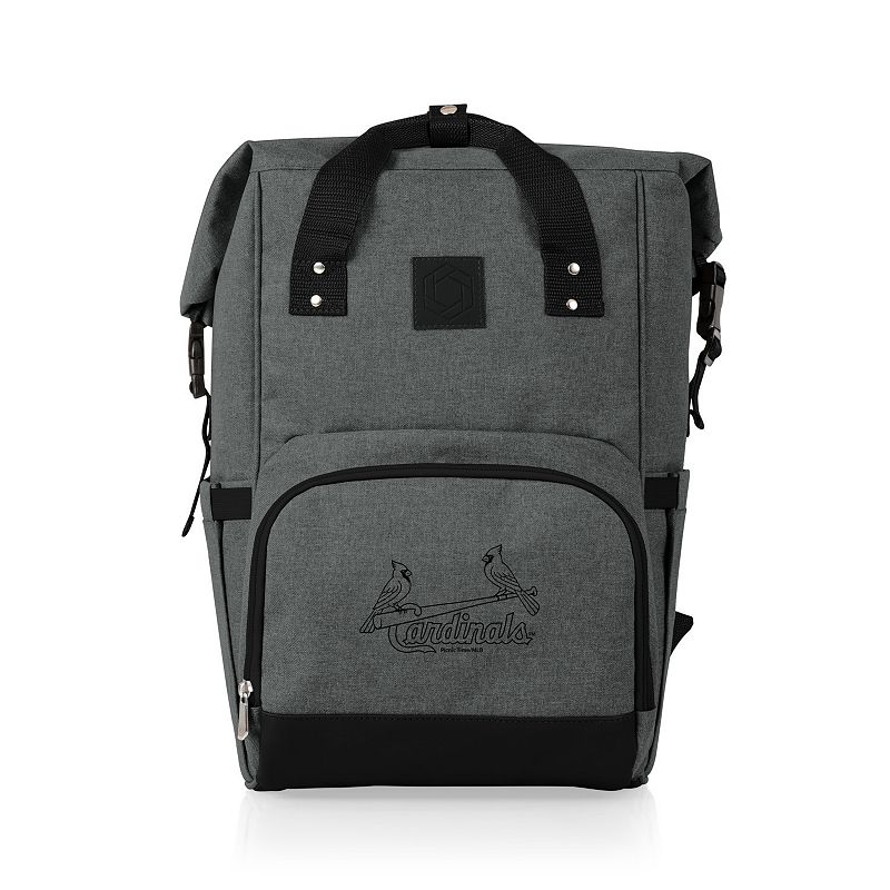 Picnic Time St. Louis Cardinals On The Go Roll-Top Cooler Backpack, Gray