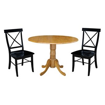International Concepts Dual Drop Leaf Dining Table & Dining Chair 3 pc Set