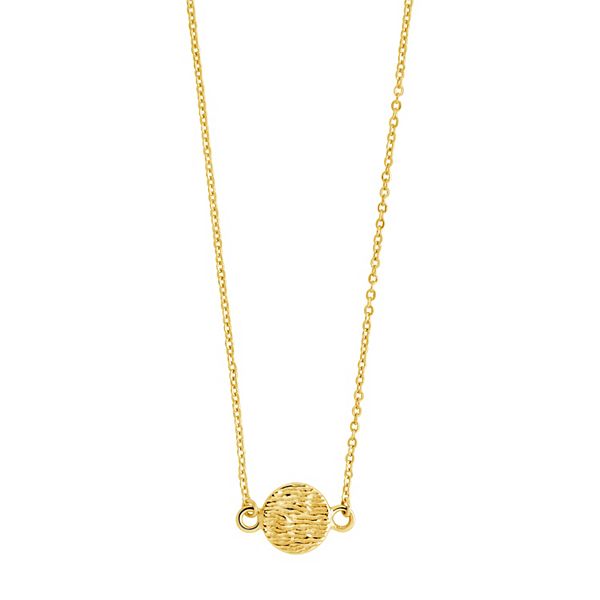 MC Collective 14k Gold Textured Disc Pendant Necklace