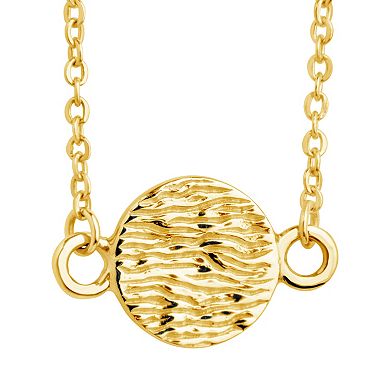 MC Collective 14k Gold Textured Disc Pendant Necklace