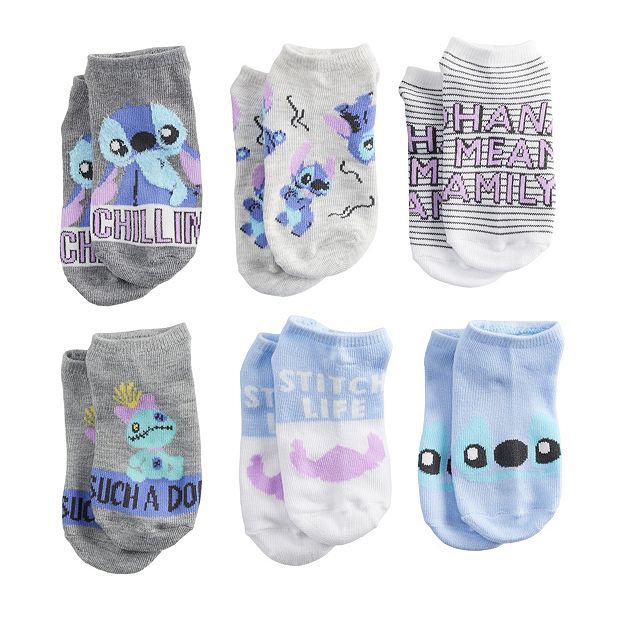 Disney's Lilo & Stitch Girls 6 Pack No-Show Socks