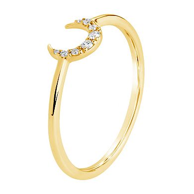MC Collective 14k Gold Diamond Accent Crescent Moon Ring