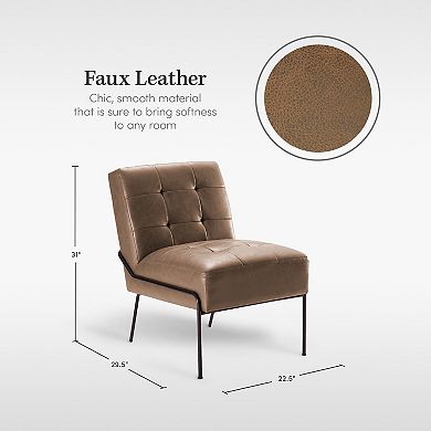 Armless Tufted Accent Chair