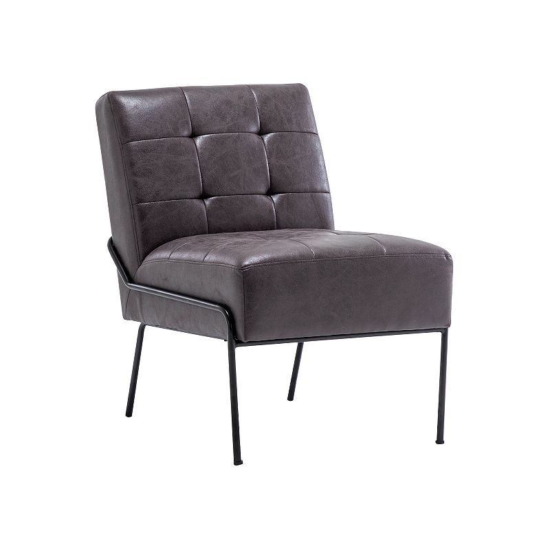 Armless Tufted Accent Chair, Black