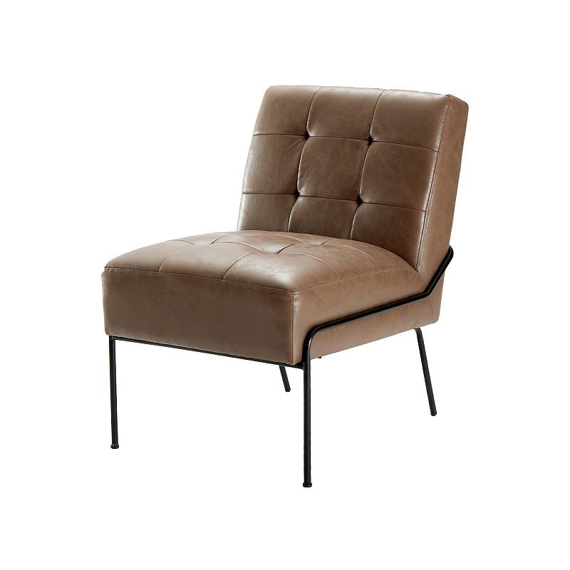 Armless Tufted Accent Chair, Brown