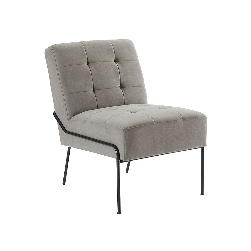 Armless Tufted Accent Chair, Grey