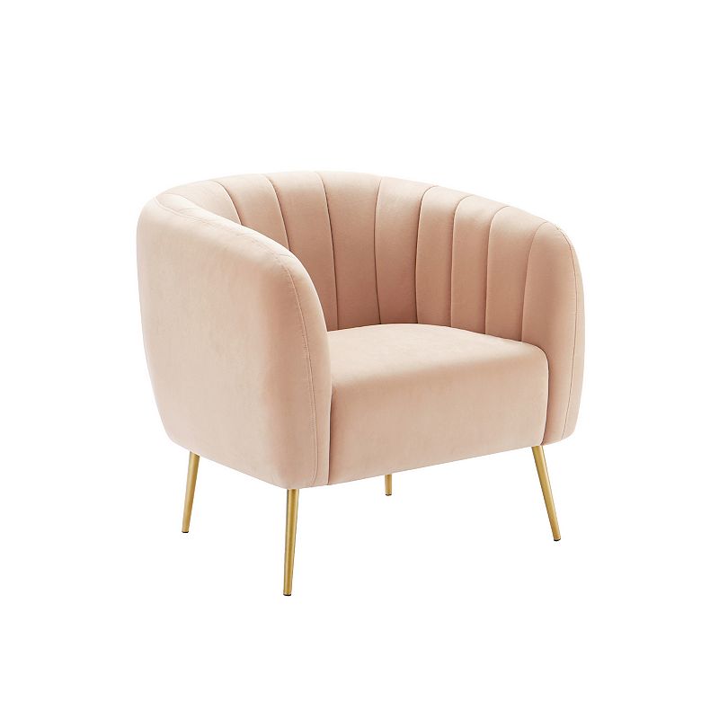 Modern Channel Accent Chair, Pink