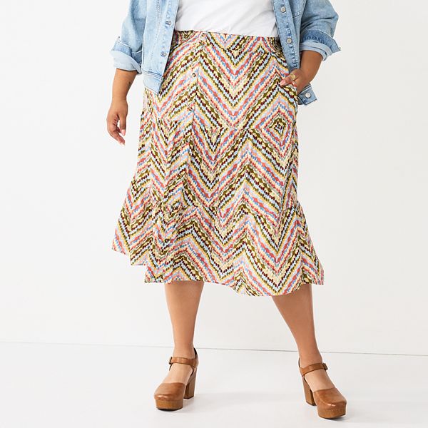Plus Size Sonoma Goods For Life® Tiered Midi Skirt