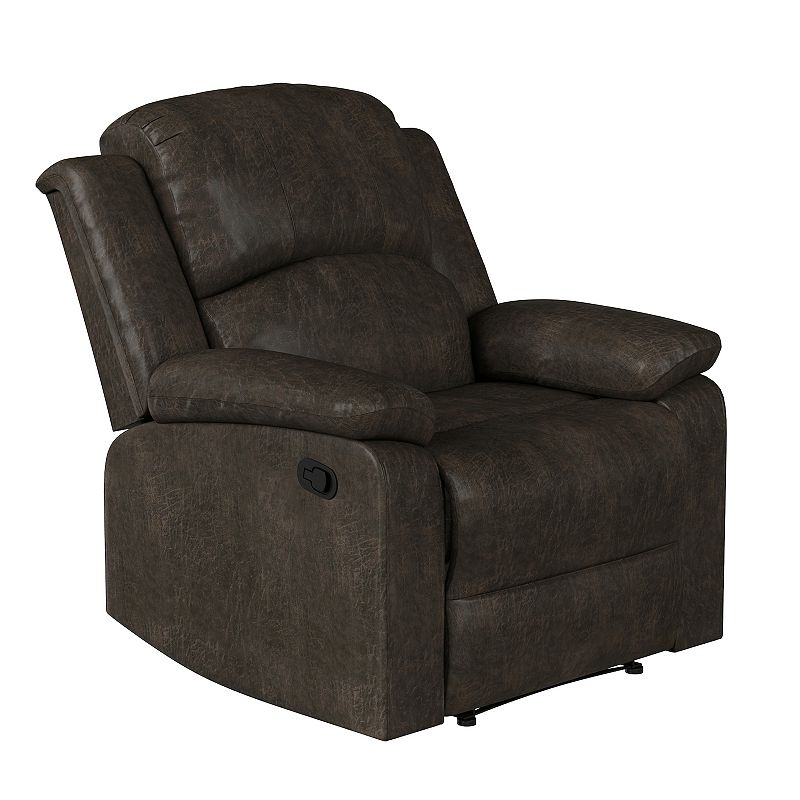 Relax-a-Lounger Dayton Plush Recliner Arm Chair, Brown