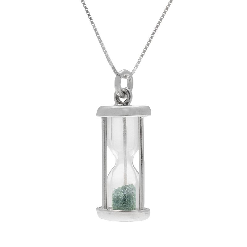 Sterling Silver Gemstone Hourglass Pendant, Womens, Size: 18, Blue