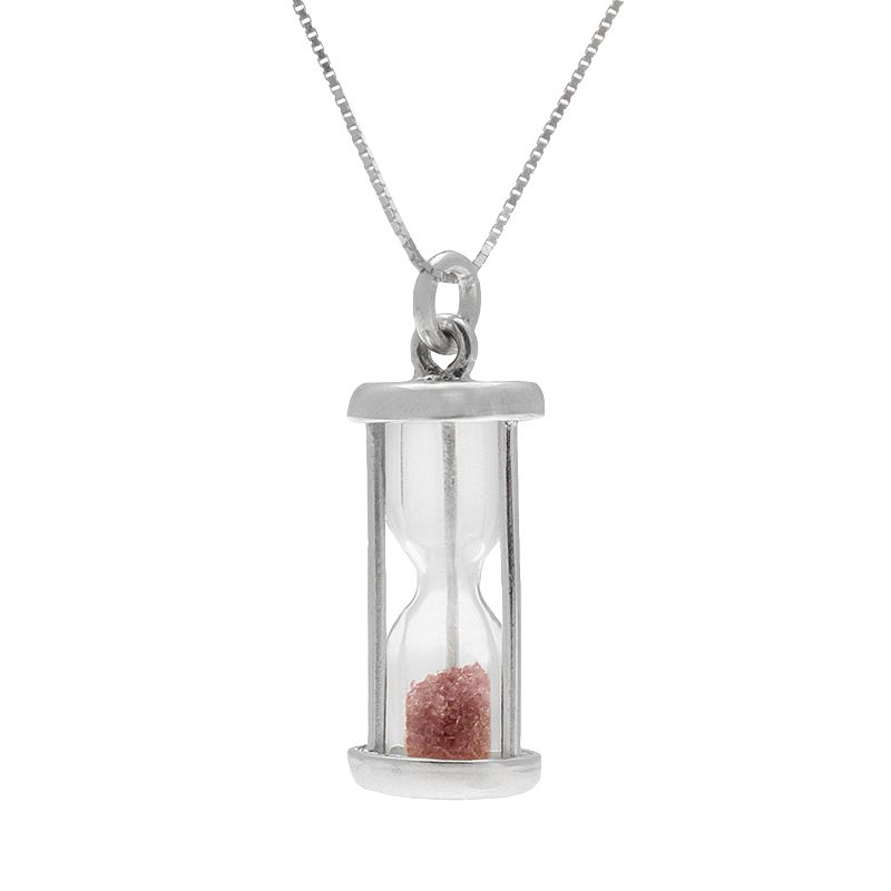 Sterling Silver Gemstone Hourglass Pendant, Womens, Size: 18, Red