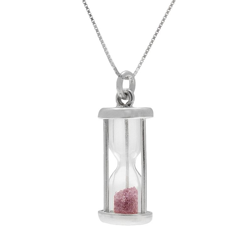 Sterling Silver Gemstone Hourglass Pendant, Womens, Size: 18, Red