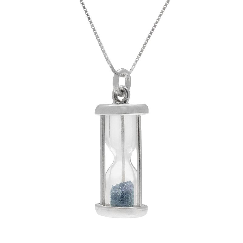 Sterling Silver Gemstone Hourglass Pendant, Womens, Size: 18, Blue