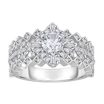 Diamaison 14k White Gold 1 Carat T.W. Art Deco Diamond Engagement Ring