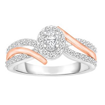 Two Tone 14k Gold 1/2 Carat T.W. Bypass Engagement Ring