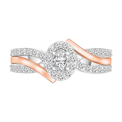 Two Tone 14k Gold 1/2 Carat T.W. Bypass Engagement Ring