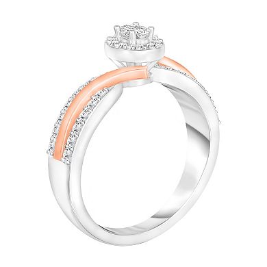 Two Tone 14k Gold 1/2 Carat T.W. Bypass Engagement Ring