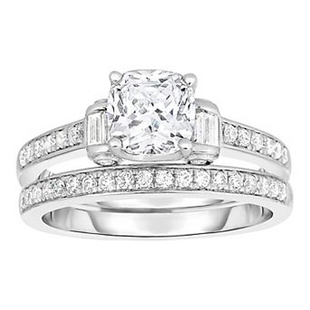 14k White Gold 1 3/8 Carat T.W. Diamond Engagement Ring Set