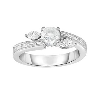 14k White Gold 1 Carat T.W. Diamond Bypass Engagement Ring