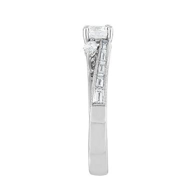14k White Gold 1 Carat T.W. Diamond Bypass Engagement Ring