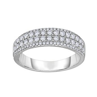 14k White Gold 1/2 Carat T.W. Diamond Multi-Row Wedding Band