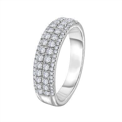 Diamaison 14k White Gold 1/2 Carat T.W. Diamond Multi-Row Wedding Band