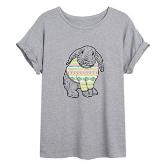 Juniors' Easter Bunny Oversized Tee