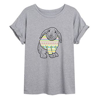 Juniors' Easter Bunny Oversized Tee